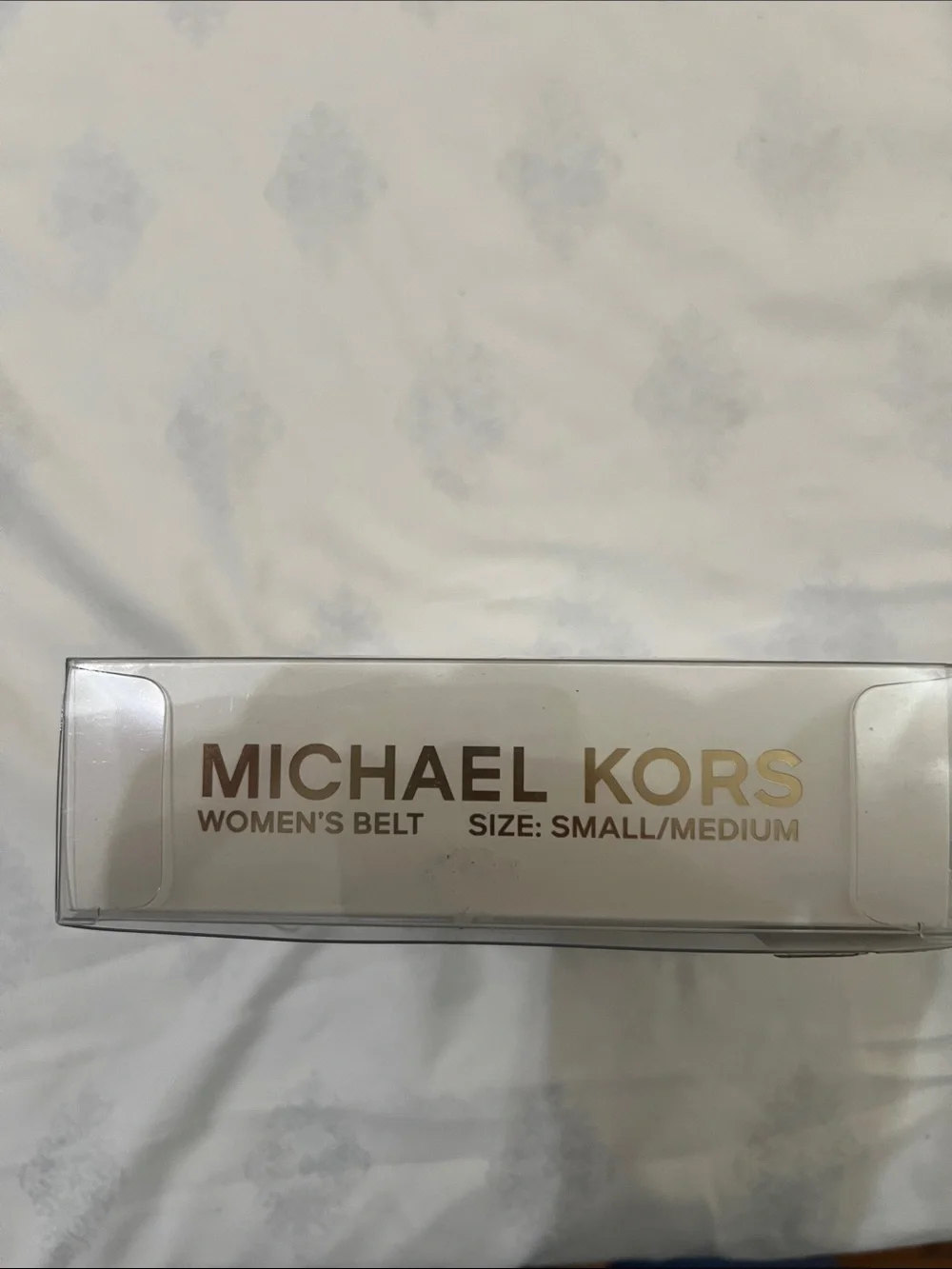 Michael Kors White Belt with Gold Logo Detailing